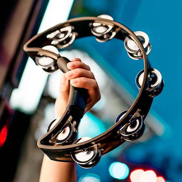 Rhythm Tech Tambourine With Brass Jingles Black 9.5 in.