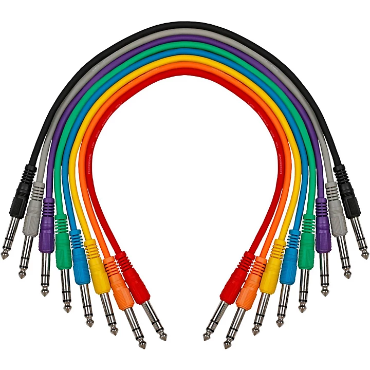 Essential 1 4 TRS Male to TRS Male Patch Cable 8 Pack