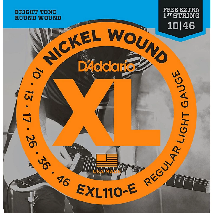 EXL110 E Bonus Pack Light Electric Guitar Strings with Bonus High E String 10 46