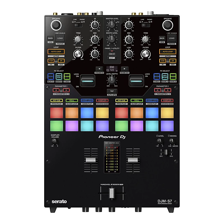 Pioneer DJ DJM S7 2 Channel Battle Mixer for Serato DJ rekordbox With Performance Pads Level 1 L82132004000000.gc
