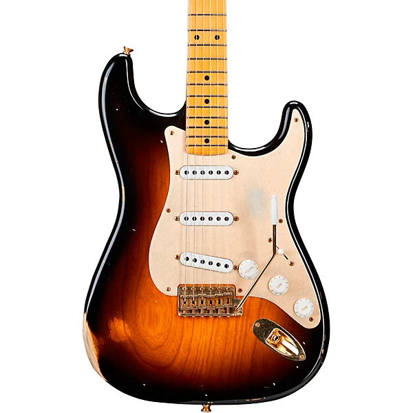 Limited Edition 55 Stratocaster Relic Gold Hardware Electric Guitar Wide Fade 2 Color Sunburst