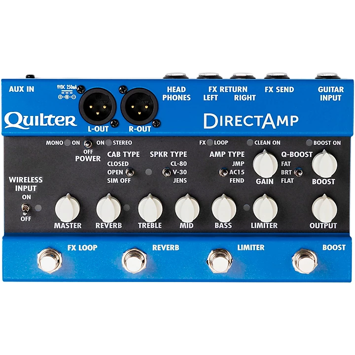 DirectAmp Stereo Amp Simulator Effects Pedal Blue