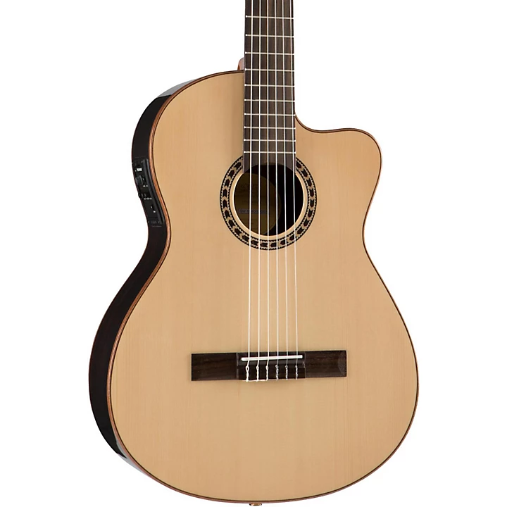 LFN200Sce Spruce Rosewood Thinline Acoustic Electric Classical Guitar Natural