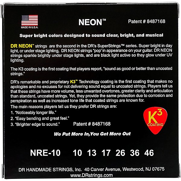 Hi Def NEON Red Coated Medium 10 46 Electric Guitar Strings