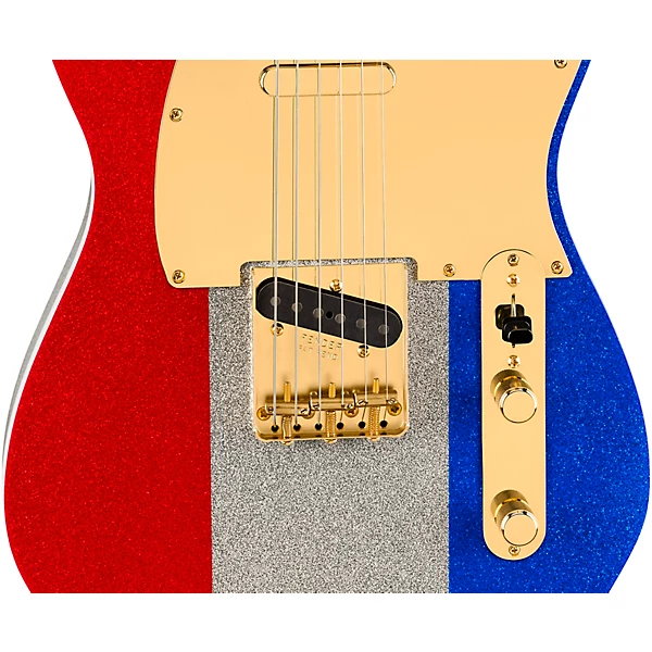 Limited Edition Buck Owens Telecaster Electric Guitar Red Silver and Blue Sparkle