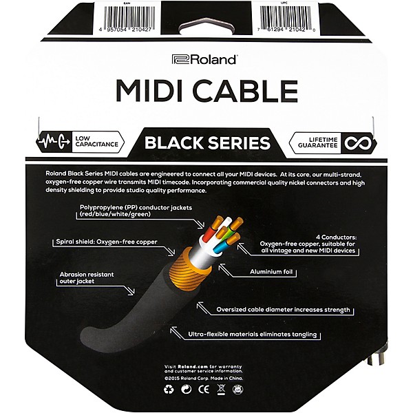 Black Series Dual MIDI Cable 10 ft Black