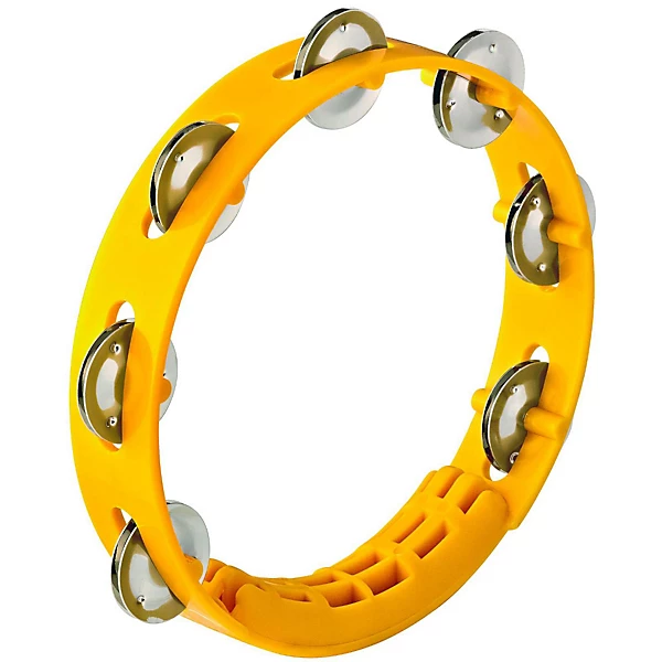 Compact ABS Plastic Handheld Tambourine 8 in Yellow