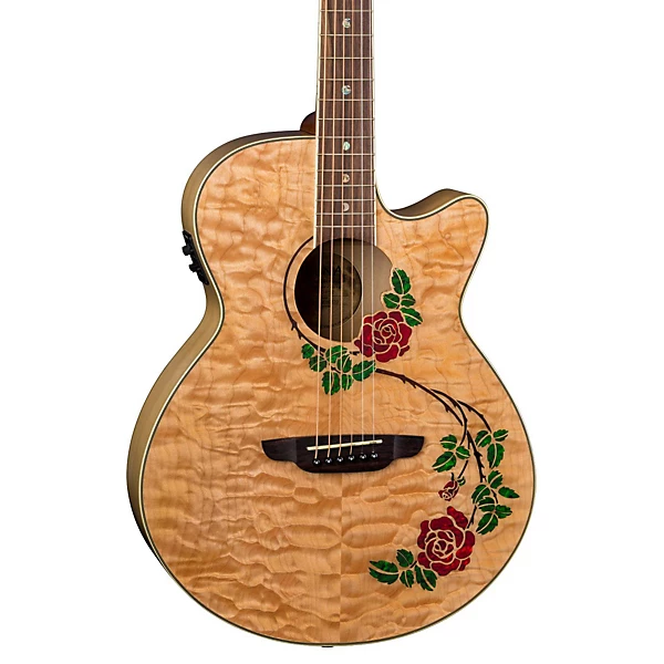 Luna Flora Rose Acoustic Electric Guitar Gloss Natural