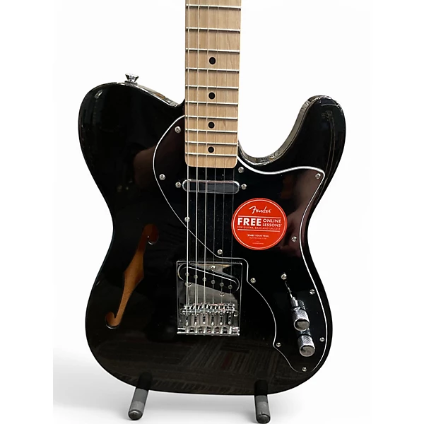 Used Squier Limited Edition Affinity Series Telecaster Thinline Metallic Black Hollow Body Electric Guitar