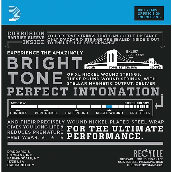 DAddario EXL157 Nickel Wound Medium Baritone Guitar Strings