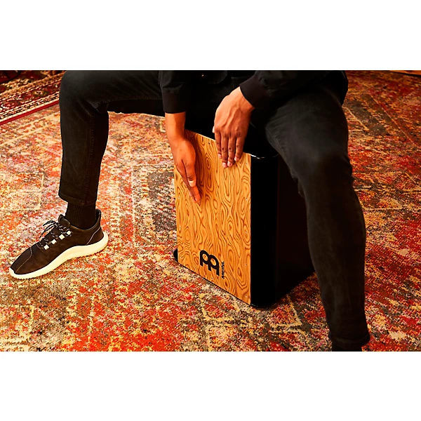 Vertical Subwoofer Snare Cajon Black Makah Burl Frontplate