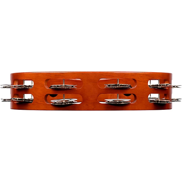 Wood Tambourine Two Rows Steel Jingles