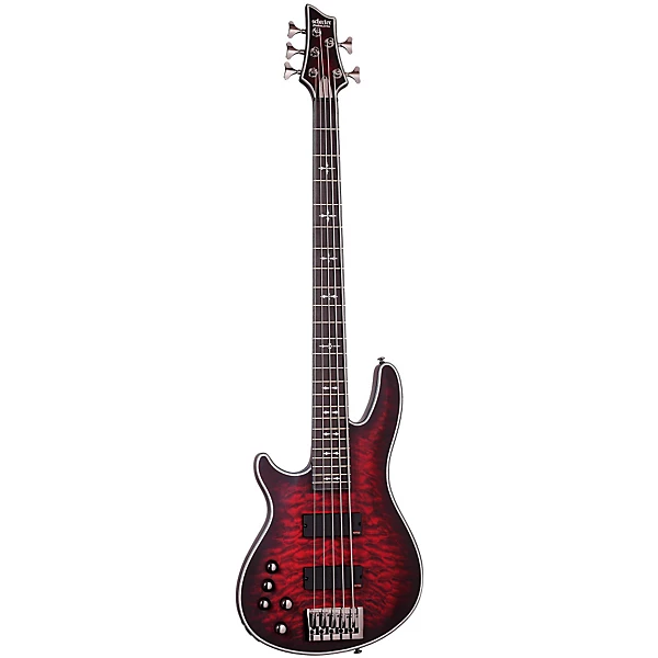 Hellraiser Extreme 5 Left Handed Electric Bass Guitar Satin Crimson Red Burst