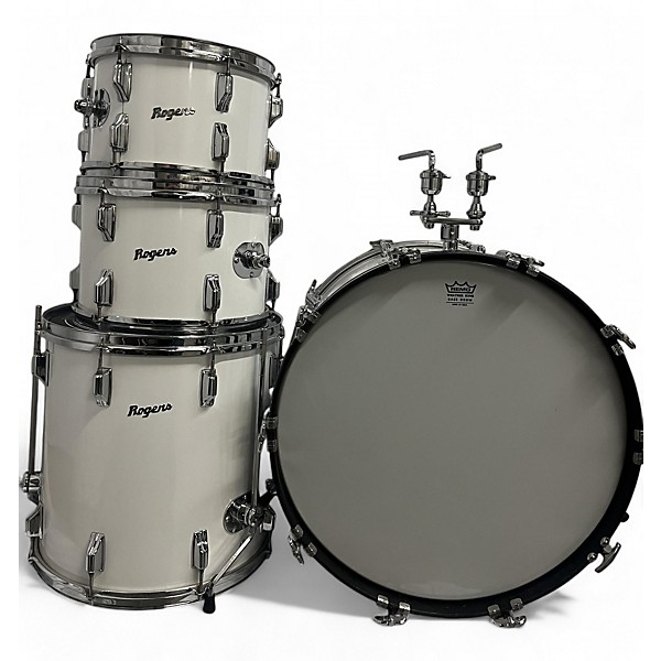 Vintage 1970s Rogers 4 piece Holiday Series White Drum Kit