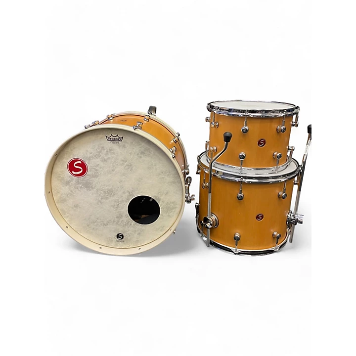 In Store Used Used Sugar Percussion Alaskan Yellow Cedar Stave Satin Natural Drum Kit.gc