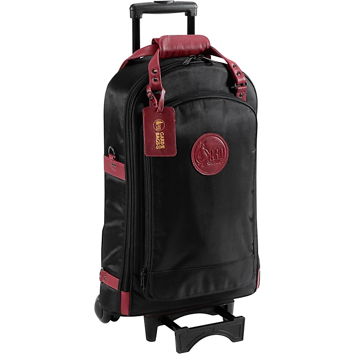 Triple Trumpet Wheelie or 2 Trumpets Piccolo Black Synthetic with Burgundy Leather Trim