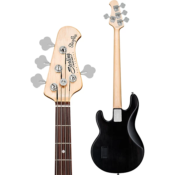 Sterling by Music Man StingRay Ray4 Electric Bass Guitar Satin Transparent Black Black Pickguard