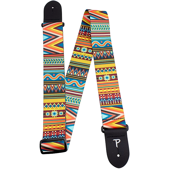 2 Polyester Guitar Strap Aztec Earth Tone 2 in