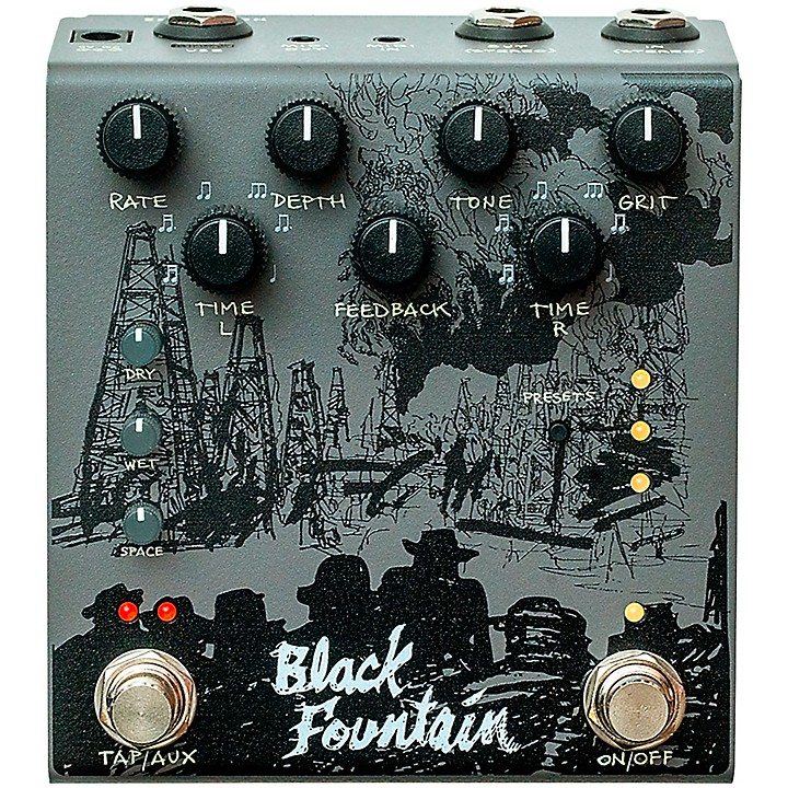 Black Fountain Stereo Delay Effects Pedal Slate