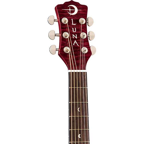 Luna Lotus Quilted Maple Acoustic Electric Guitar Transparent Shiraz