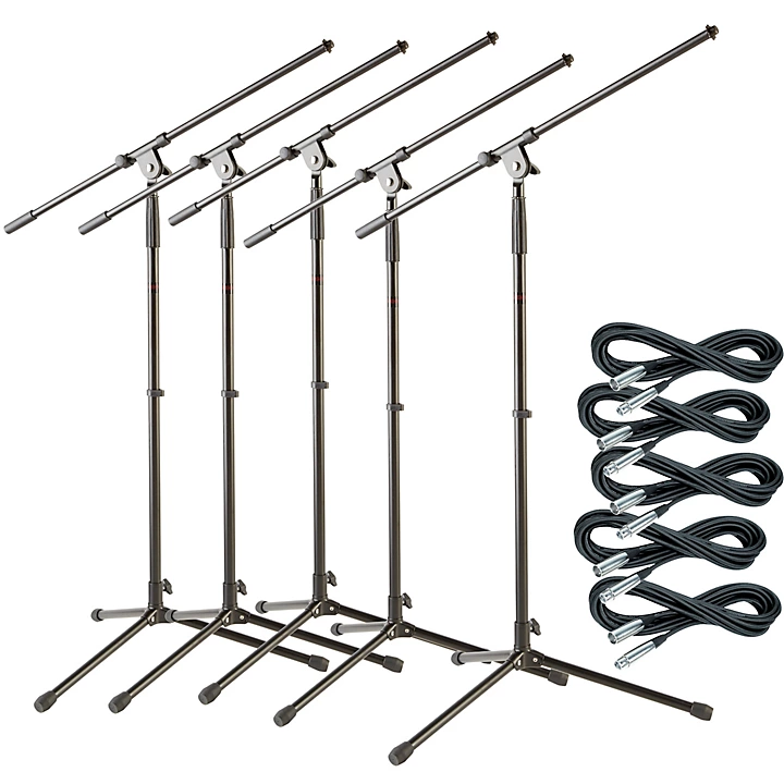 Tripod Mic Stand with 20 Foot Mic Cable 5 Pack