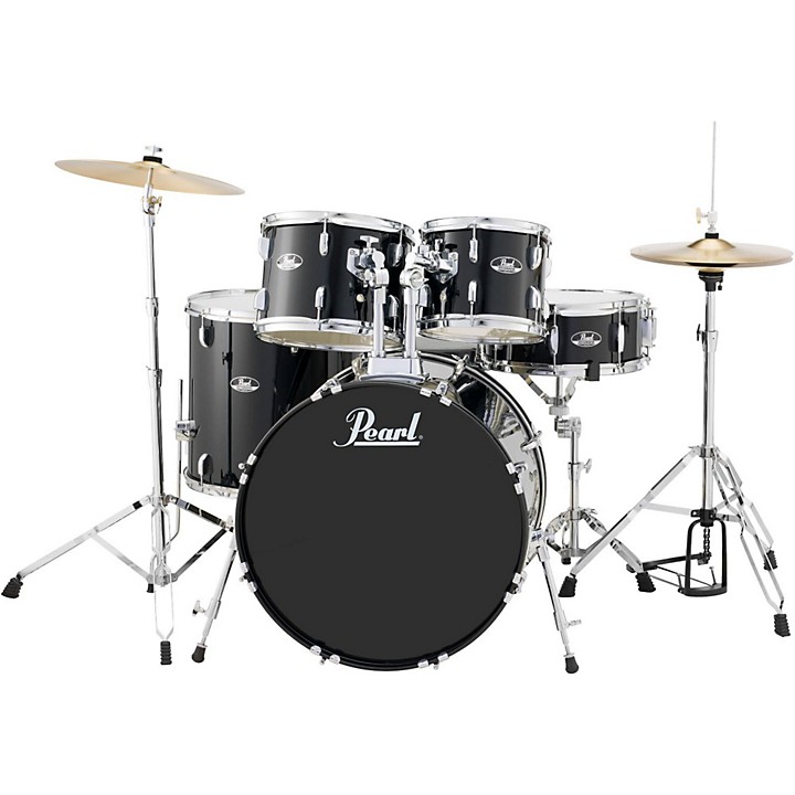 Pearl Roadshow 5 Piece New Fusion Drum Set Level 1 Jet Black J14674004002000.gc
