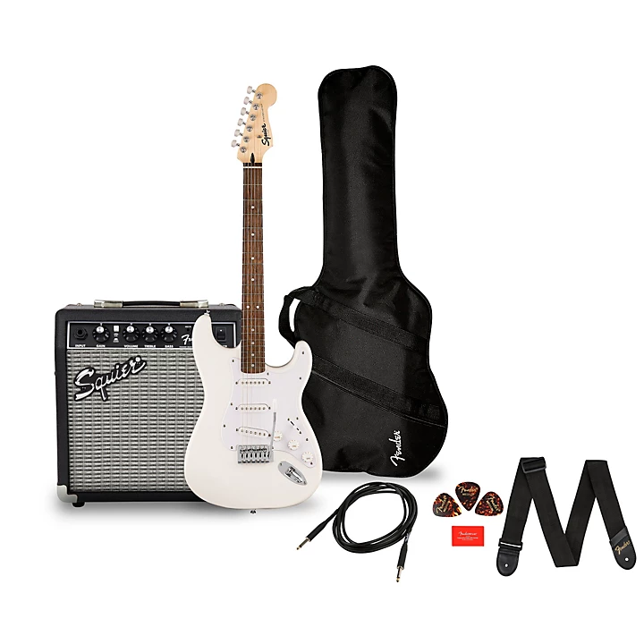 Squier Sonic Stratocaster Limited Edition Electric Guitar Pack With Fender Frontman 10G Amp Level 2 Arctic White