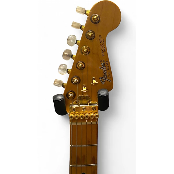 Vintage 1983 Fender Gold Elite Stratocaster Black Solid Body Electric Guitar