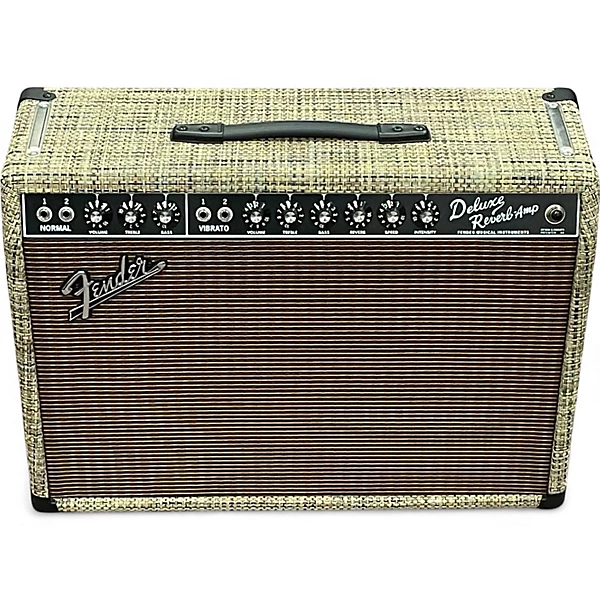 Used Fender Limited '65 Deluxe Reverb   Chilewich Bark Tube Guitar Combo Amp