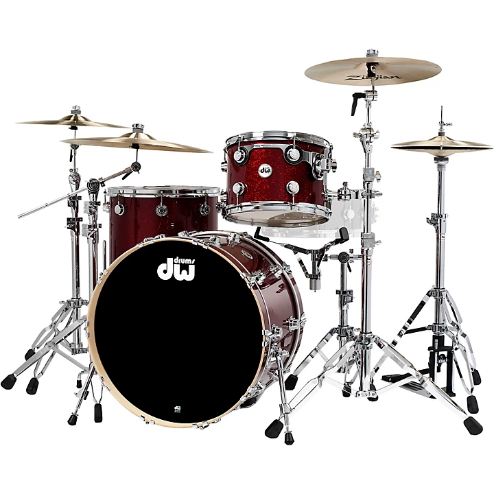 DW SSC Collector's Series 3 Piece FinishPly Shell Pack With Chrome Hardware Ruby Glass
