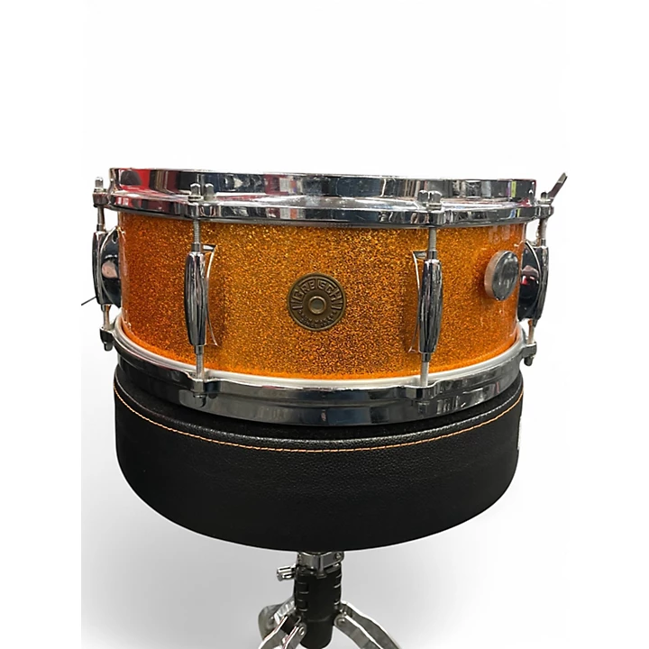 Gretsch Drums Used Gretsch Drums 5X14 68 ROUND BADGE ORANGE SPARKLE Drum.gc