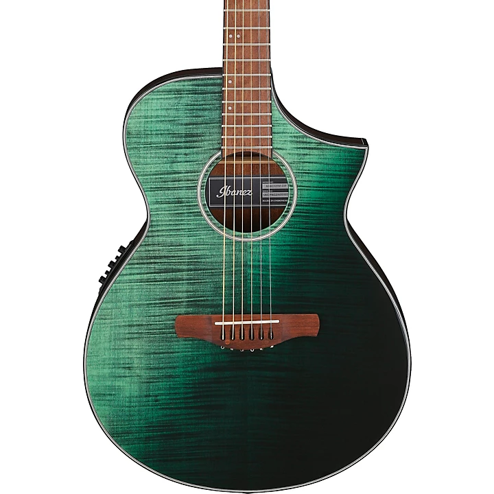AEWC32FM Thinline Acoustic Electric Guitar Dark Green Sunset Fade