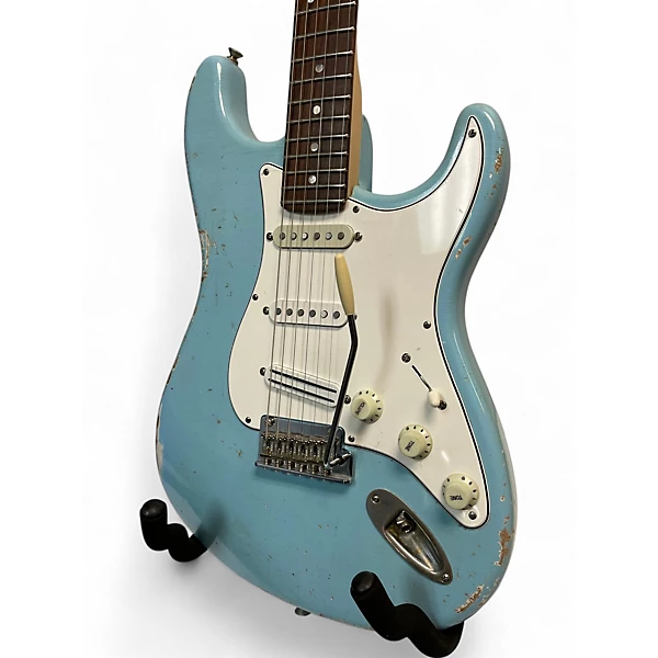 Used Fender American Standard Deluxe Stratocaster Roadworn Light Blue Solid Body Electric Guitar