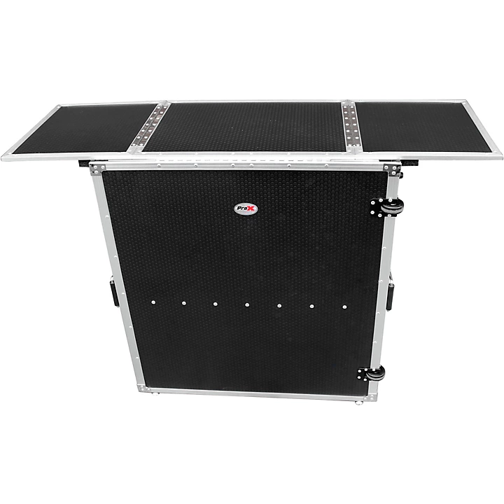 Transformer Series Fold Away DJ Performance Desk Facade Black Black with Wheels