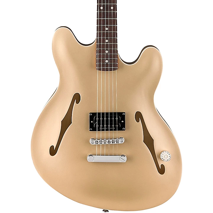 Fender Tom DeLonge Starcaster Electric Guitar Level 2 Satin Shoreline Gold