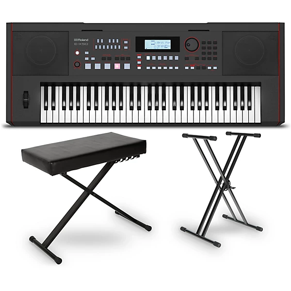 E X50 Arranger Keyboard Essentials Bundle Black