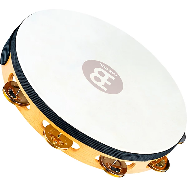 Recording Combo Goat Skin Wood Tambourine One Row Dual Alloy Jingles Super Natural
