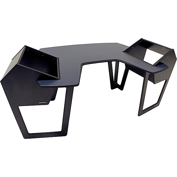 AIRE Producer Workstation with 8ru Racks on Left Right Hautelink Desktop Black Legs