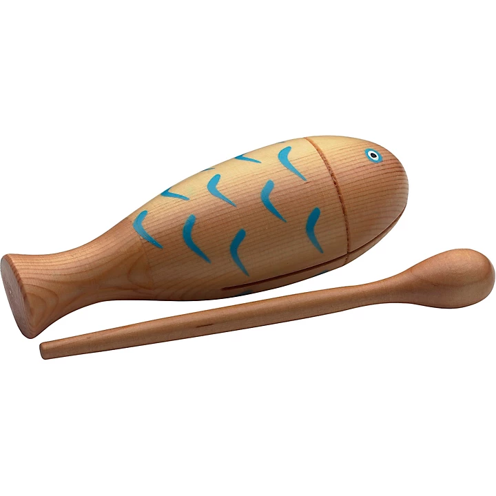 Fish Shaped Wood Block With Mallet 6 in