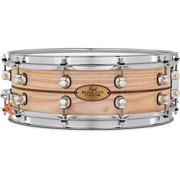 Music City Custom Solid Shell Snare Ash with Kingwood Center Inlay