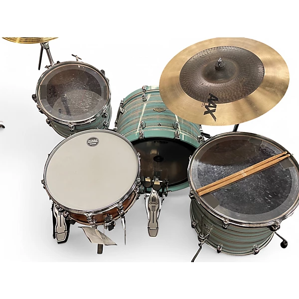 Used TAMA 3 Piece Starclassic Walnut/Birch Arctic Blue Oyster Drum Kit