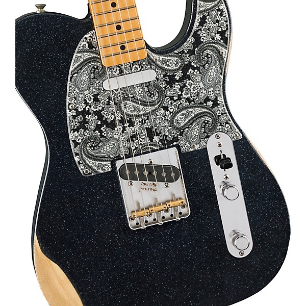 Fender Brad Paisley Road Worn Telecaster Electric Guitar Black Sparkle