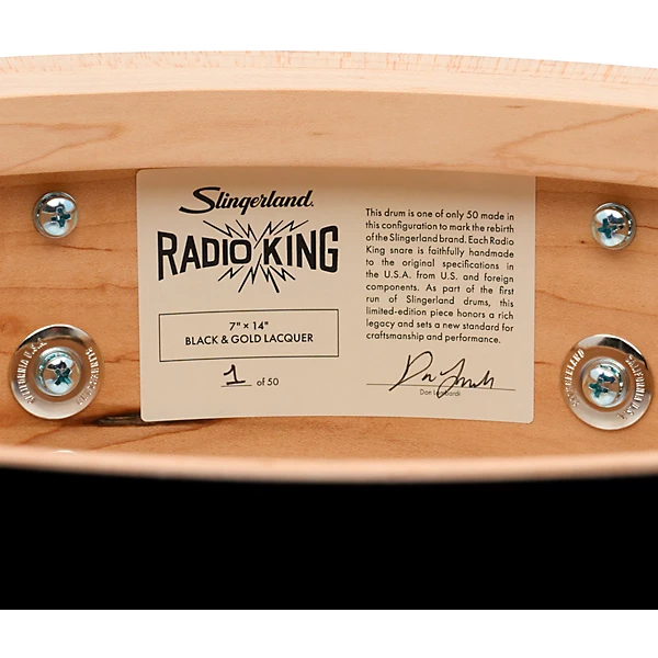Slingerland Limited Edition Radio King Specialty Lacquer Maple Snare Drum 14 x 7 in. Black & Gold Lacquer