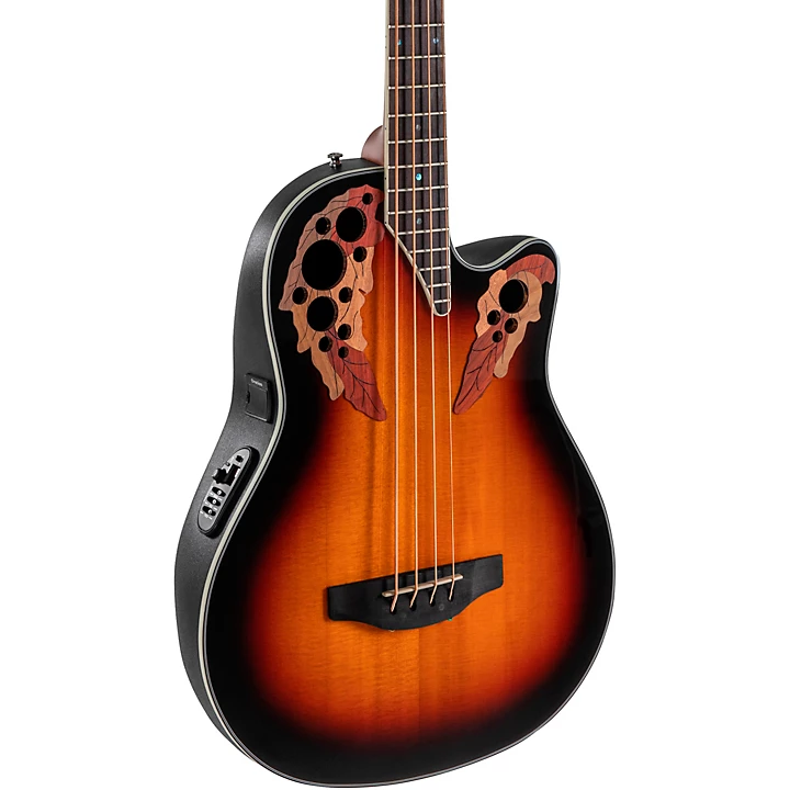 Ovation CEB44 1N G Celebrity Elite Mid Depth Acoustic Electric Bass Guitar New England Burst