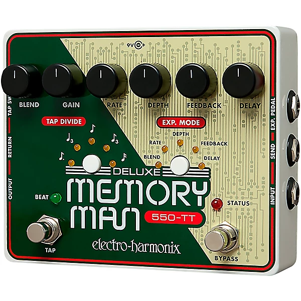 Open Box Electro Harmonix Deluxe Memory Man Tap Tempo 550 Delay Guitar Effects Pedal Level 1