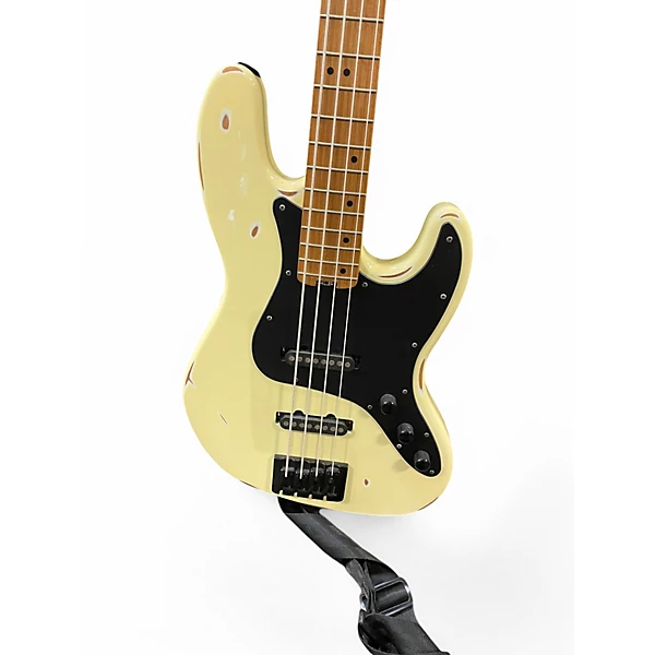 Used 2019 Schecter Guitar Research Nikki Sixx Signature White Electric Bass Guitar