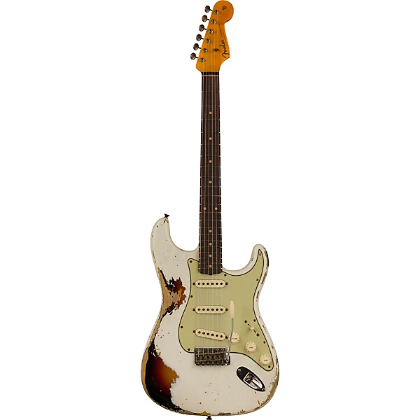 Fender Custom Shop Limited Edition '62 Stratocaster Heavy Relic Electric Guitar Aged Olympic White over 3 Color Sunburst
