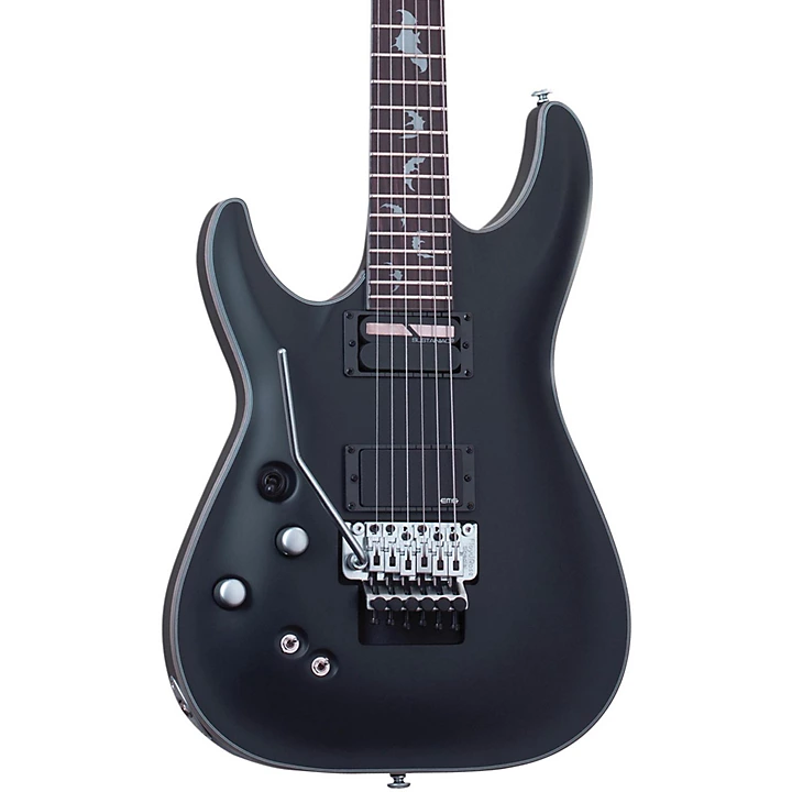Damien Platinum 6 with Floyd Rose and Sustainiac Left Handed Electric Guitar Satin Black