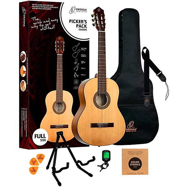 RPPC44 Full Size Nylon String Classical Acoustic Guitar Pack Natural