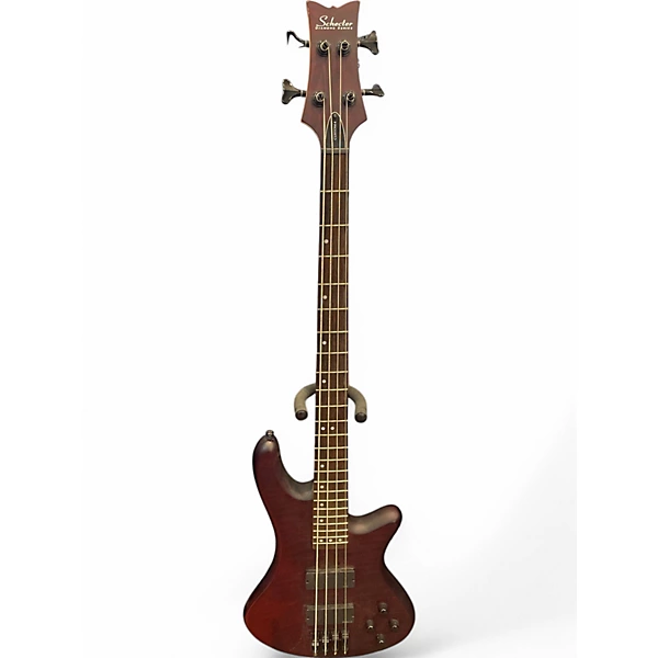 Used Schecter Guitar Research Stiletto Custom 4 String Burgundy Electric Bass Guitar